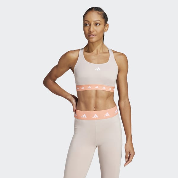 Adidas Powerreact Training Medium-Support Sports Bra Clear Pink