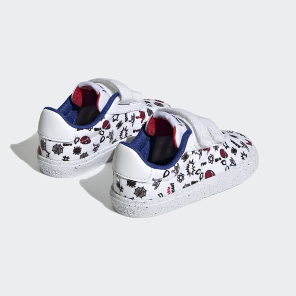 White adidas x Marvel VULCRAID3R Spider-Man Hook-and-Loop Shoes