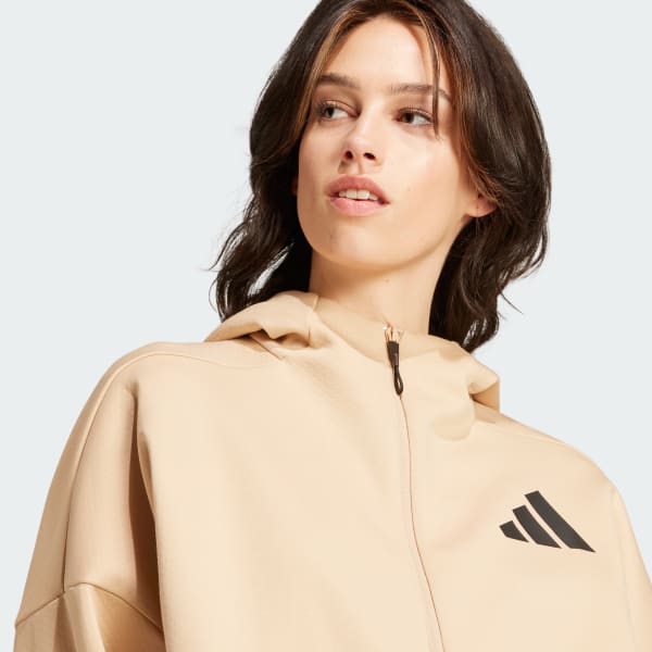 adidas Z.N.E. Full-Zip Hoodie - Beige | Free Shipping with