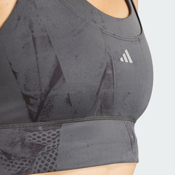 adidas Run Pocket Medium-Support AOP Bra Iteration - Grey, Women's  Training
