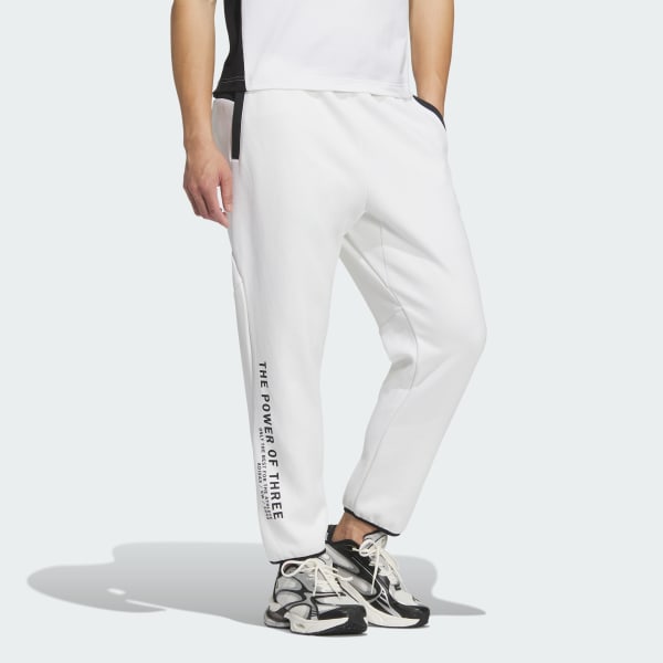 ホワイト アディダスアダプテーション レギュラーフィット アンクル丈 オープンヘムパンツ