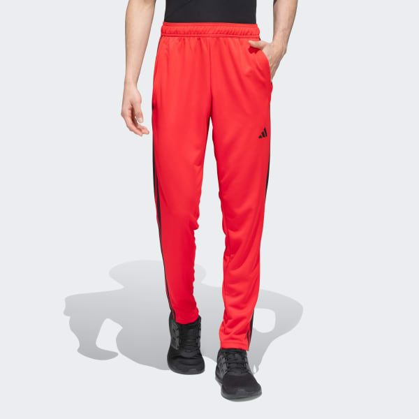 Red TRAINING ESSENTIALS BASE 3 STRIPES PANTS