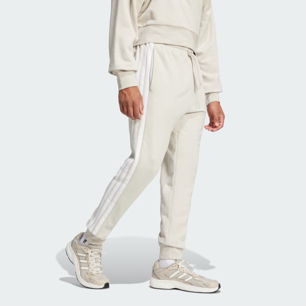 Bej Essential 3-Stripes French Terry Eşofman Altı