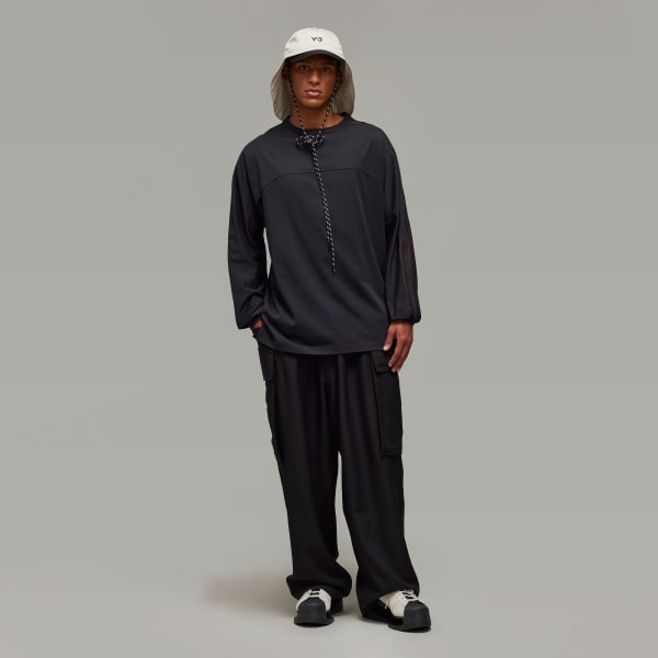 cerná Tričko Y-3 Mesh Stripes Long Sleeve