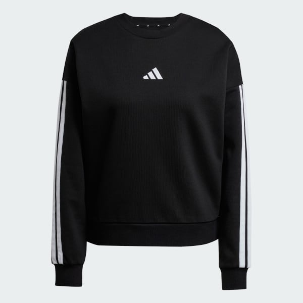 adidas Essentials 3-Stripes Fleece Sweatshirt - Black | Free