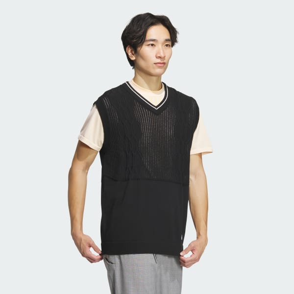 Black 프라임니트 그라데이션 패턴 브이-넥 베스트