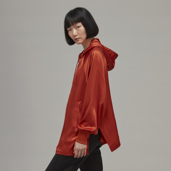 Red Classic Tech Silk Hooded Top UB811