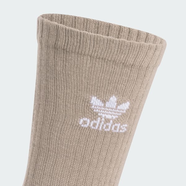 Beige Trefoil Crew Socks 6 Pairs