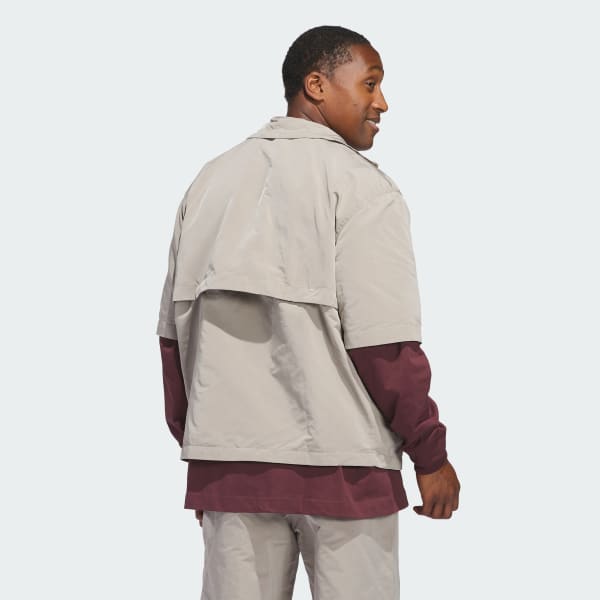 Beige Warming-Up Shirt met Rits