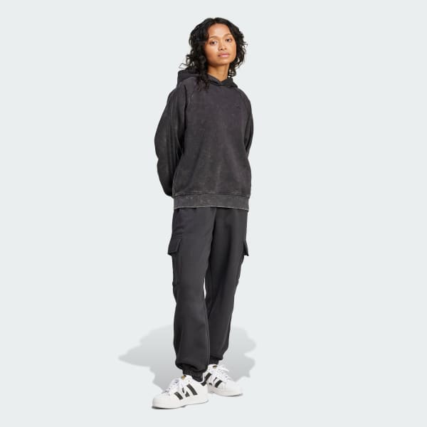 Black Washed-Out Boyfriend-Fit Hoodie
