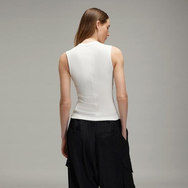 White Y-3 W Fitted Tank Top