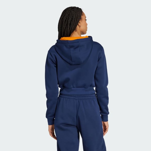 Blue 70s Short Full Zip Fleece Hoodie