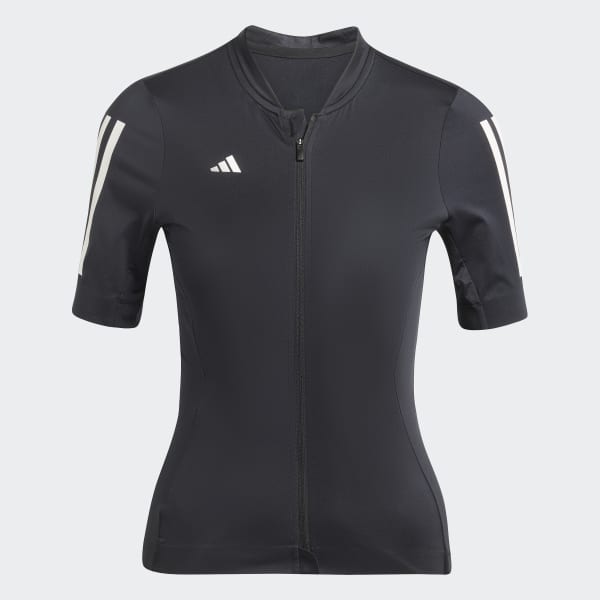 adidas Tempo 3-Stripes Cycling Jersey - Black | Free
