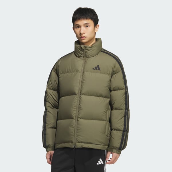 Green 3Stripes 루즈 핏 다운 재킷