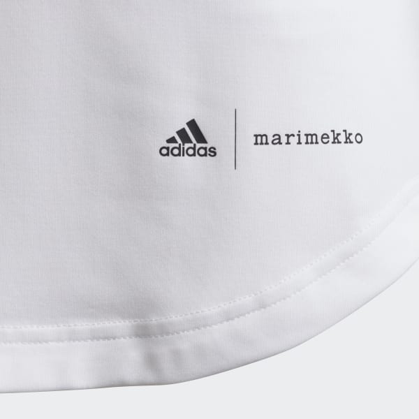 White Marimekko Primegreen AEROREADY Loose and Longer Graphic Tee JAS98