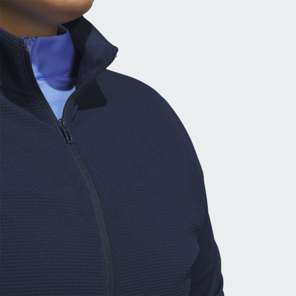 Blue Textured Full-Zip Jacket (Plus Size)