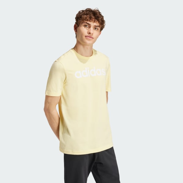 Yellow Essentials Single Jersey Linear Embroidered Logo Tee