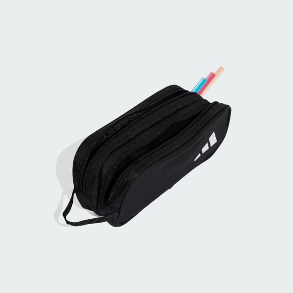 Hitam Kotak Pensil Two Zipper