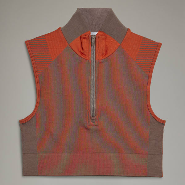 Brown Y-3 Classic Seamless Knit Sport Top (Cropped) SF410