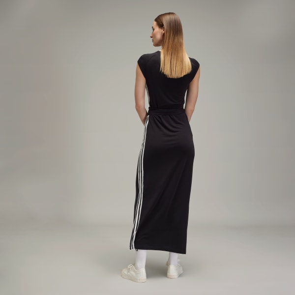 Schwarz Y-3 Tencel Stripes Kleid