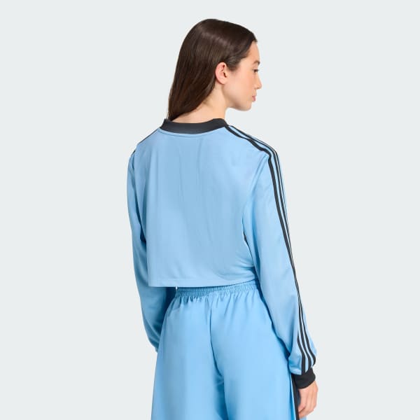 adidas Adicolor Soccer Jacquard Crop Long-Sleeve Top - Blue