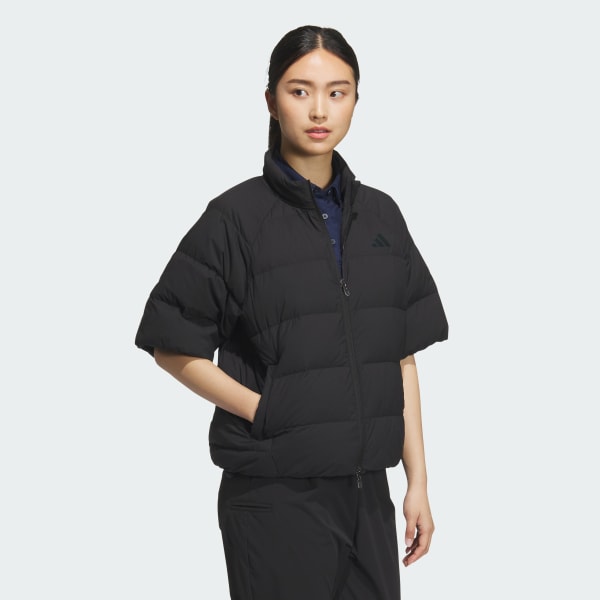 Black 쇼트 슬리브 다운 폰초