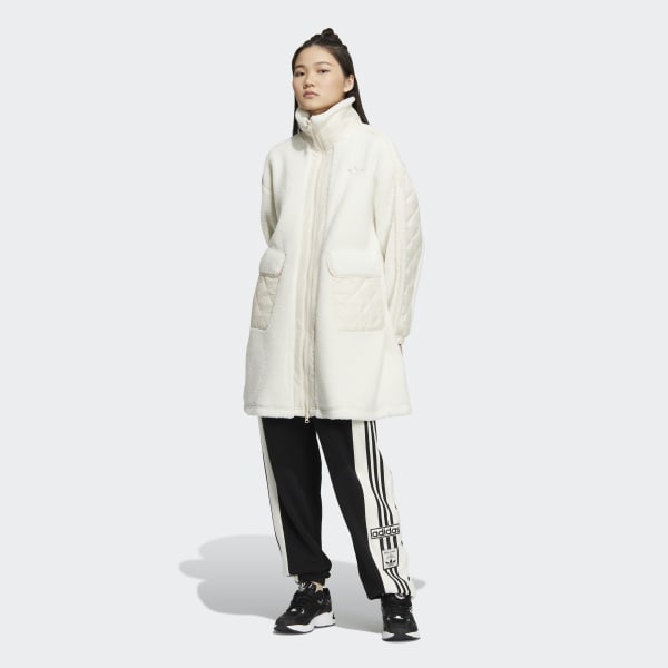 White 롱 쉐르파 재킷