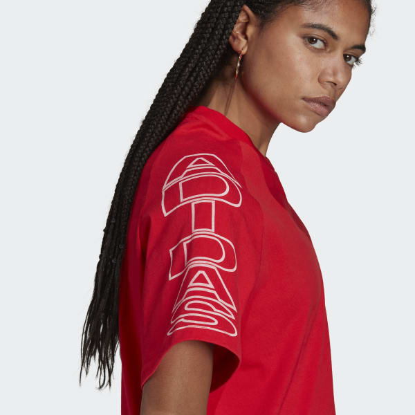 Red Loose adidas Letter Tee JIO77