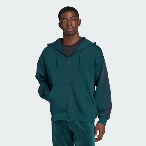 Groen adidas Adicolor Oversized Hoodie met Lange Ritssluiting