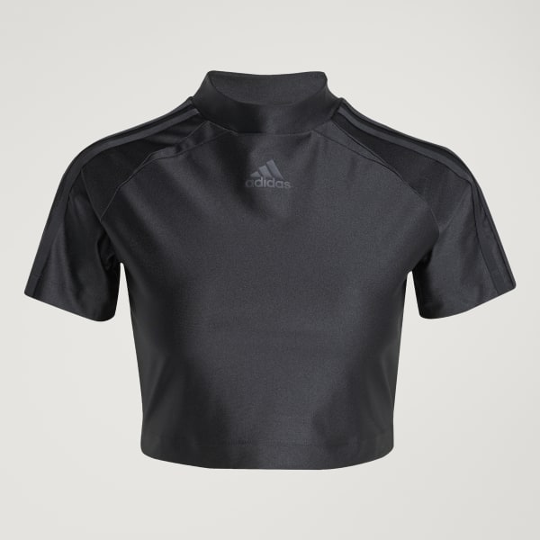 ☆adidas☆ Baby Crop Tee Black adidas Originals 3 stripe baby cropped t-shirt in black | ASOS