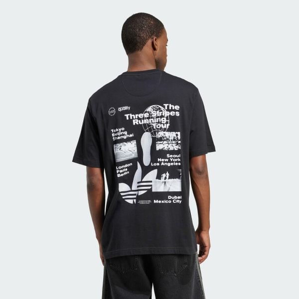 Μαύρο Sports Elements Poster Graphic Loose Tee