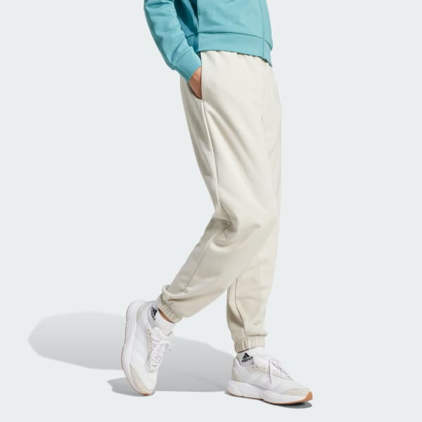 Beige Essentials Linear French Terry Cuffed Broek