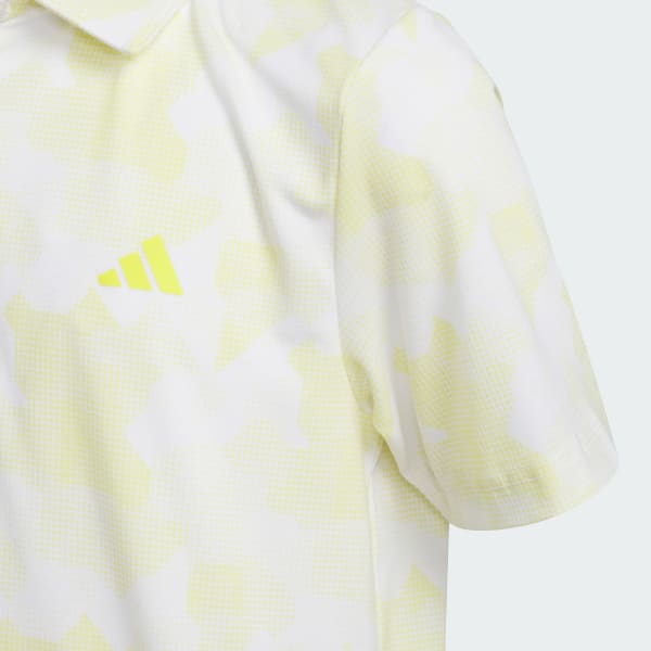 สีขาว เสื้อโปโลพิมพ์ลาย Scripted สำหรับเด็ก