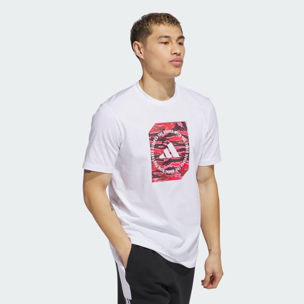 สีขาว เสื้อยืดพิมพ์ลาย Camo Shape