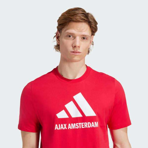 adidas Ajax Amsterdam Seasonal Graphic Tee - Red | Free