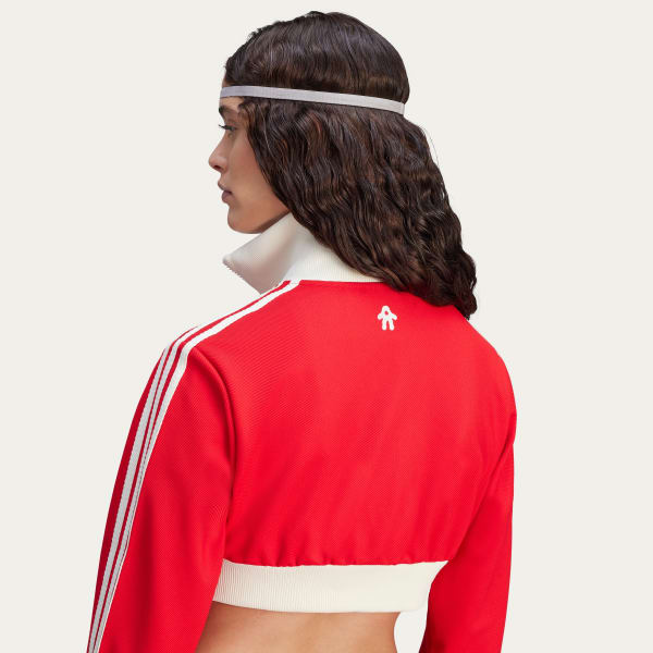 Adidas red cropped track jacket shop
