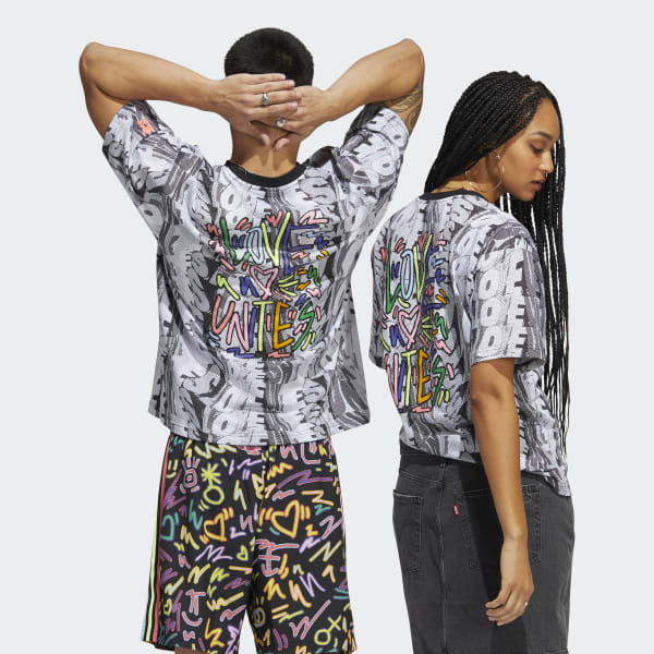 Multicolor Polo Estampado Love Unites Doodle (Unisex)