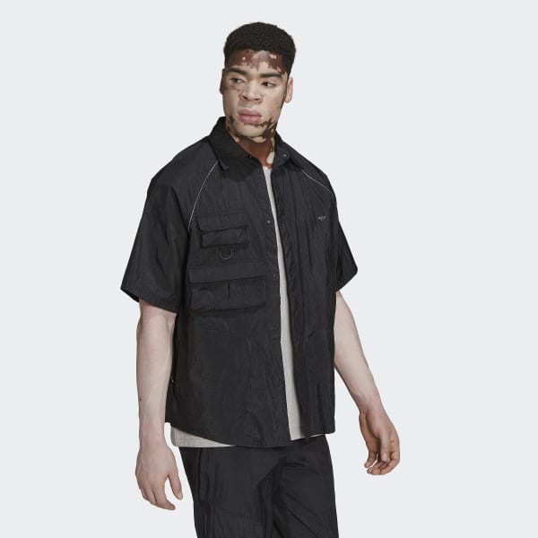 Schwarz Reveal Short Sleeve Hemd