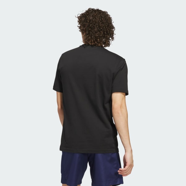 สีดำ เสื้อยืดพิมพ์ลาย 3-Stripes Lights Hoops