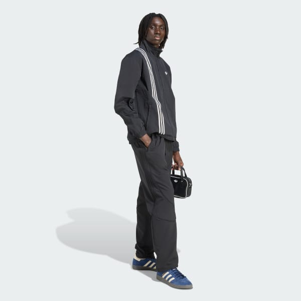 Đen Áo Track Top Dệt Sọc Mặt Trước Firebird