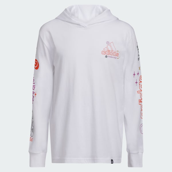 Adidas hoodie logo down sleeve hot sale