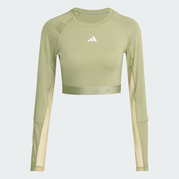 Verde Playera Corta de Entrenamiento Hyperglam de Manga Larga