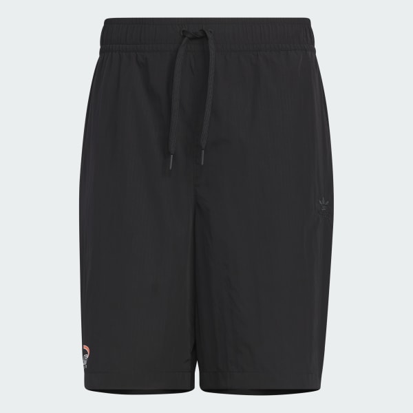 Black Trefoil Logo Play Football Graphic Light Woven Shorts