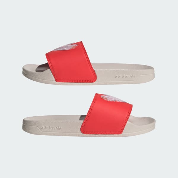 Red and white adidas slides womens clearance