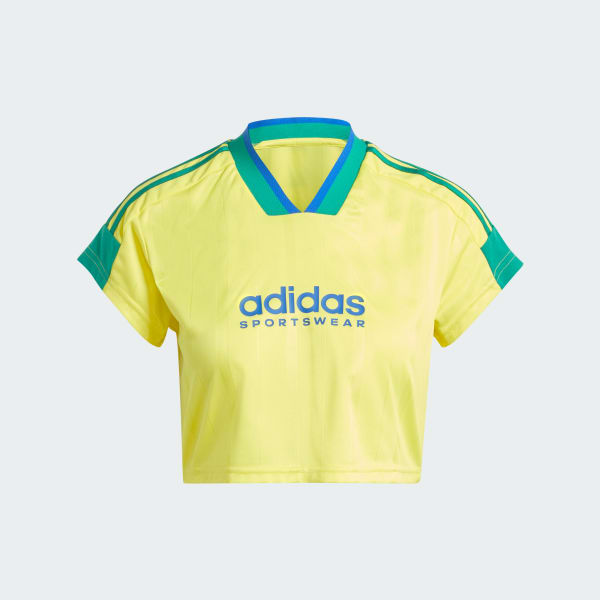 Yellow Tiro Cut 3-Stripes Crop Jersey