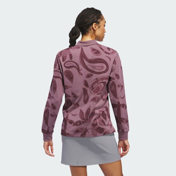 パープル 【ゴルフ】GO-TO ペイズリー柄 長袖ポロ