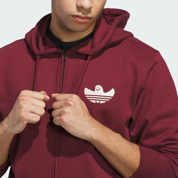 adidas バーガンディ ジップアップジャケット Mサイズ アディダス Shmangry ジップアップ グラフィックパーカー