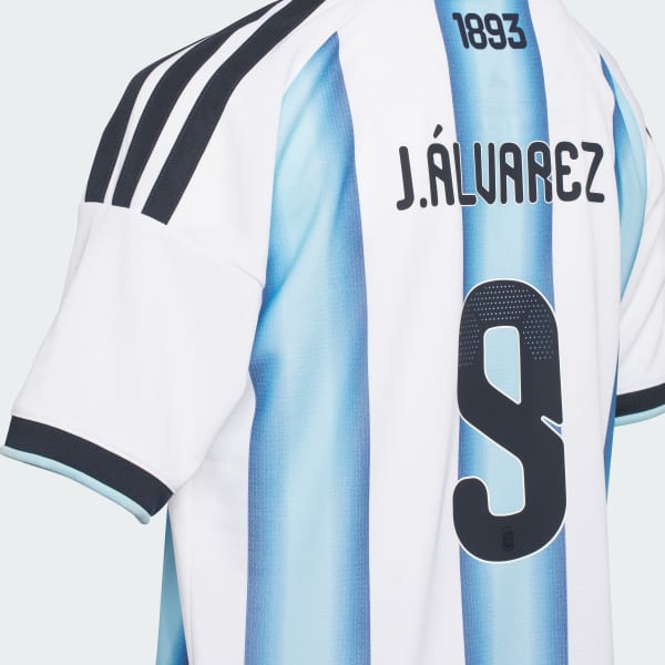 White Argentina 26 Home Alvarez Kids Jersey