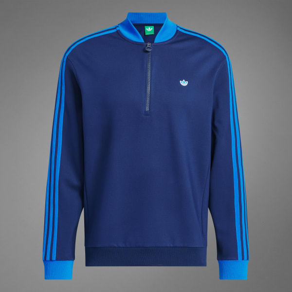 【激安通販 オンラインショップ】 adidas Free | Blue - Sweatshirt Zip 1/4 3-Stripes Originals ミュージシャン