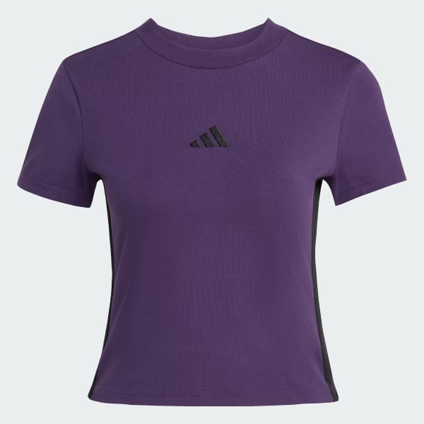 Roxo Camiseta Baby Look Essentials Três Listras Slim